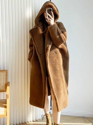 양털코트 뽀글이 후드 코트 자켓 아우터 양모 겨울코트